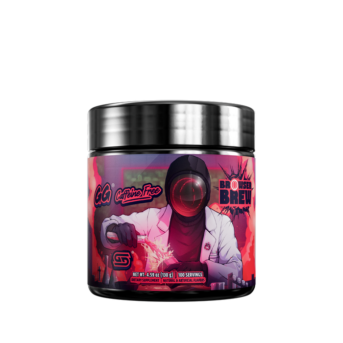 Round black container with a silver lid and detailed supplement facts and directions on a pink and purple label wrap.