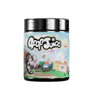 Black container with silver lid showing detailed supplement facts and blue Gamer Supps label with contact info.