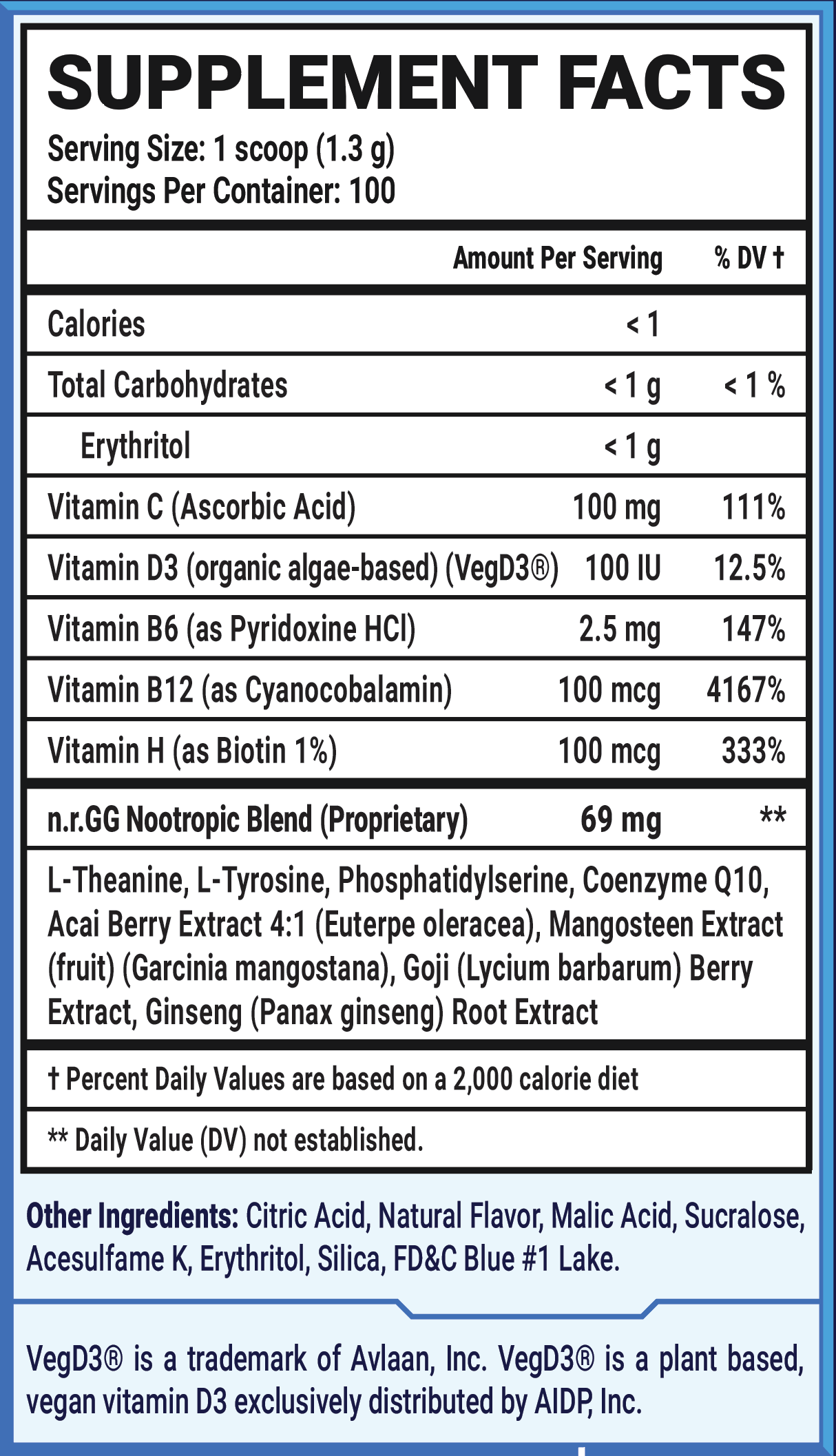 Blue Screen Babe by AmaLee Caffeine Free - 100 Servings Nährwertangaben anzeigen