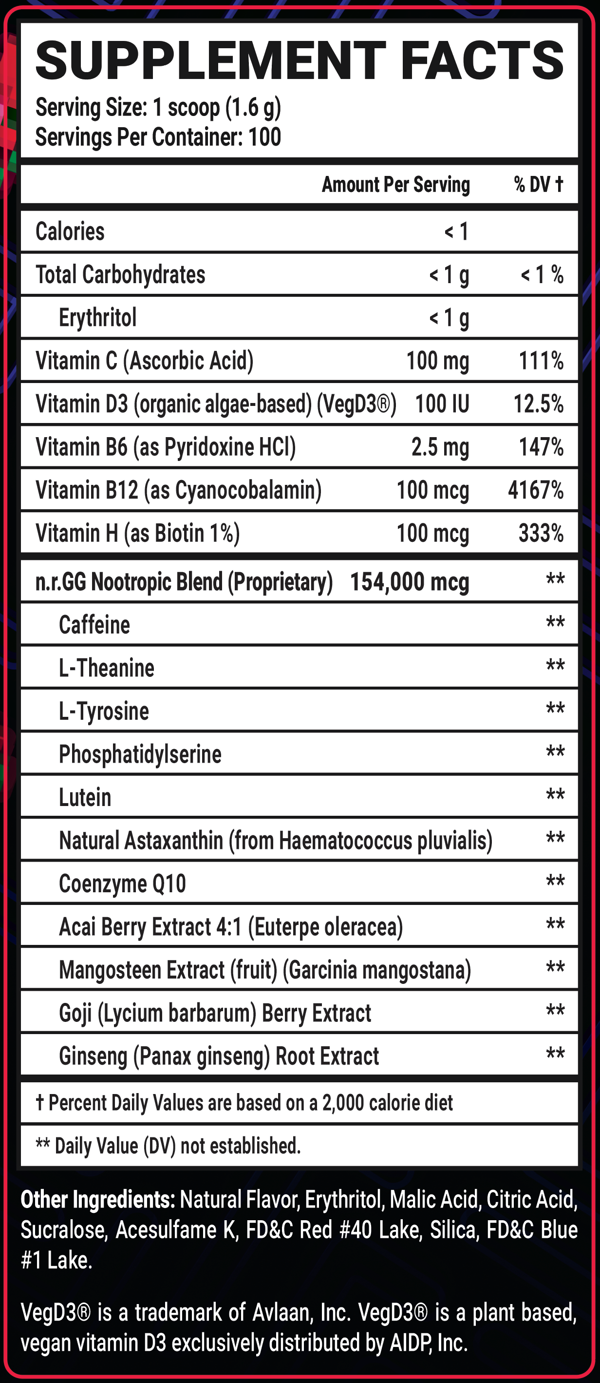 Black Cherry - 100 Servings View Supplement Facts