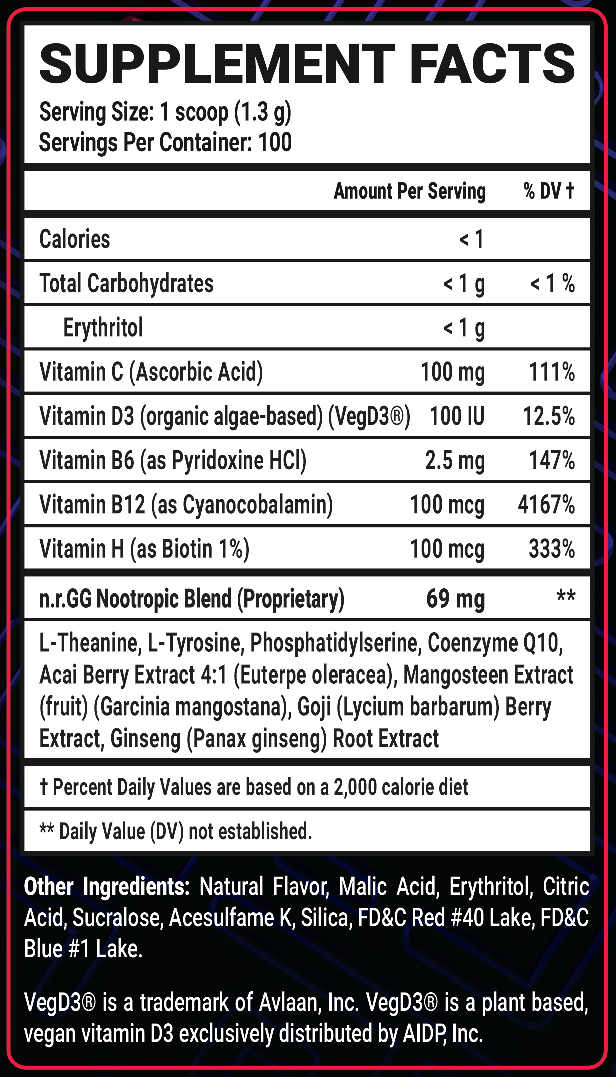 Black Cherry Caffeine Free - 100 Servings View Supplement Facts