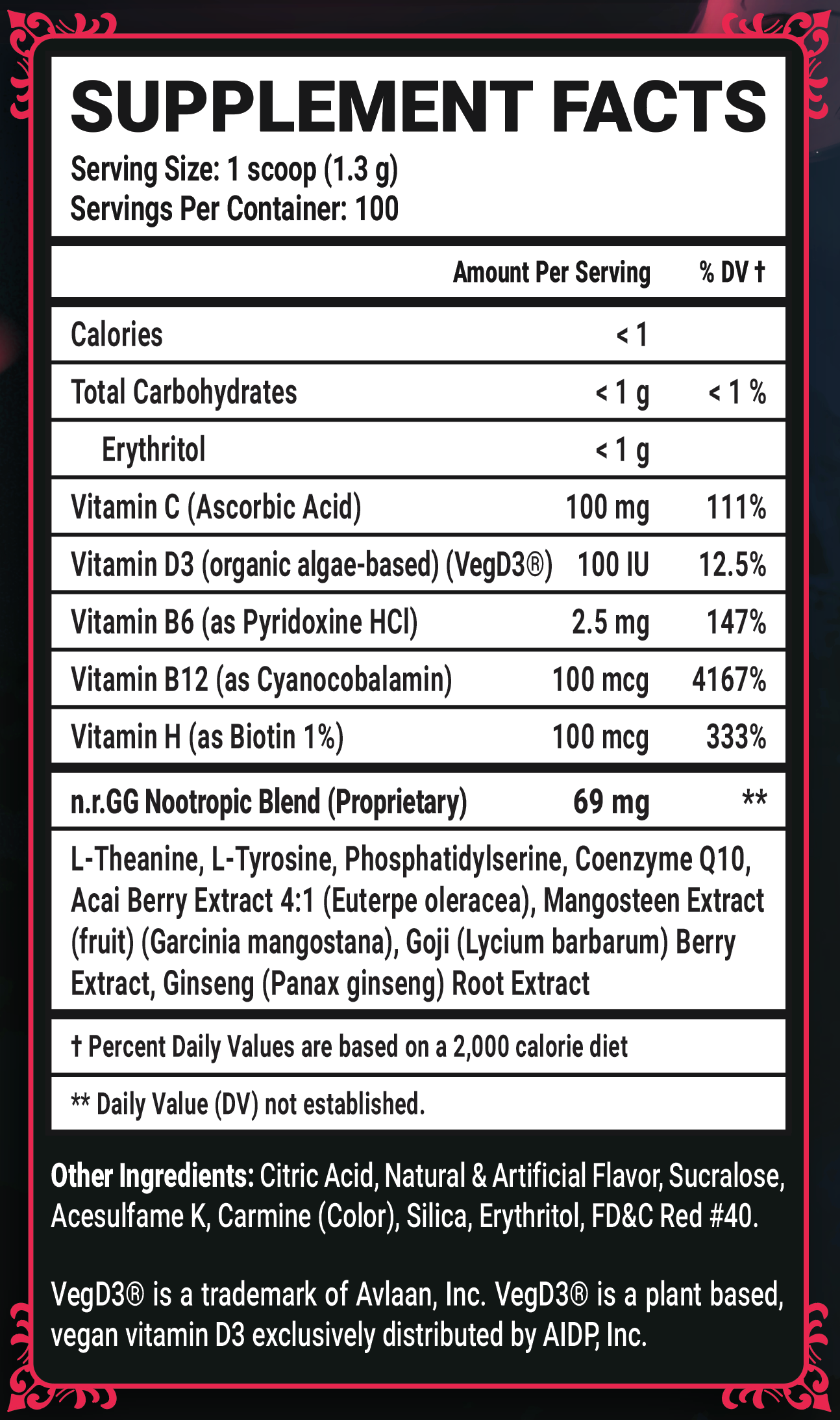 Crimson Moonburst by LordAethelstan Caffeine Free - 100 Servings Nährwertangaben anzeigen