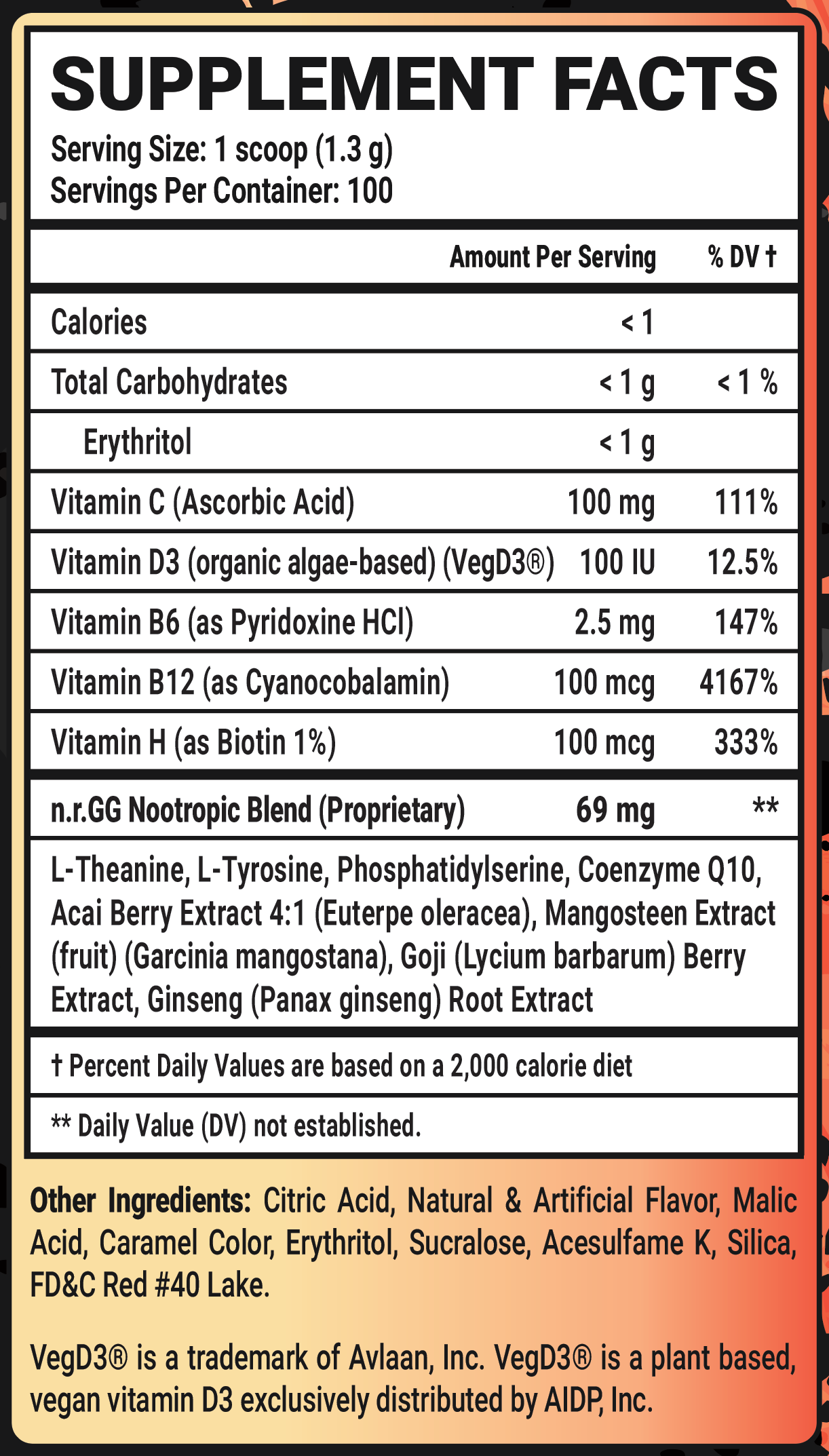 Mama Case's Peach Tea Caffeine Free - 100 Servings Nährwertangaben anzeigen