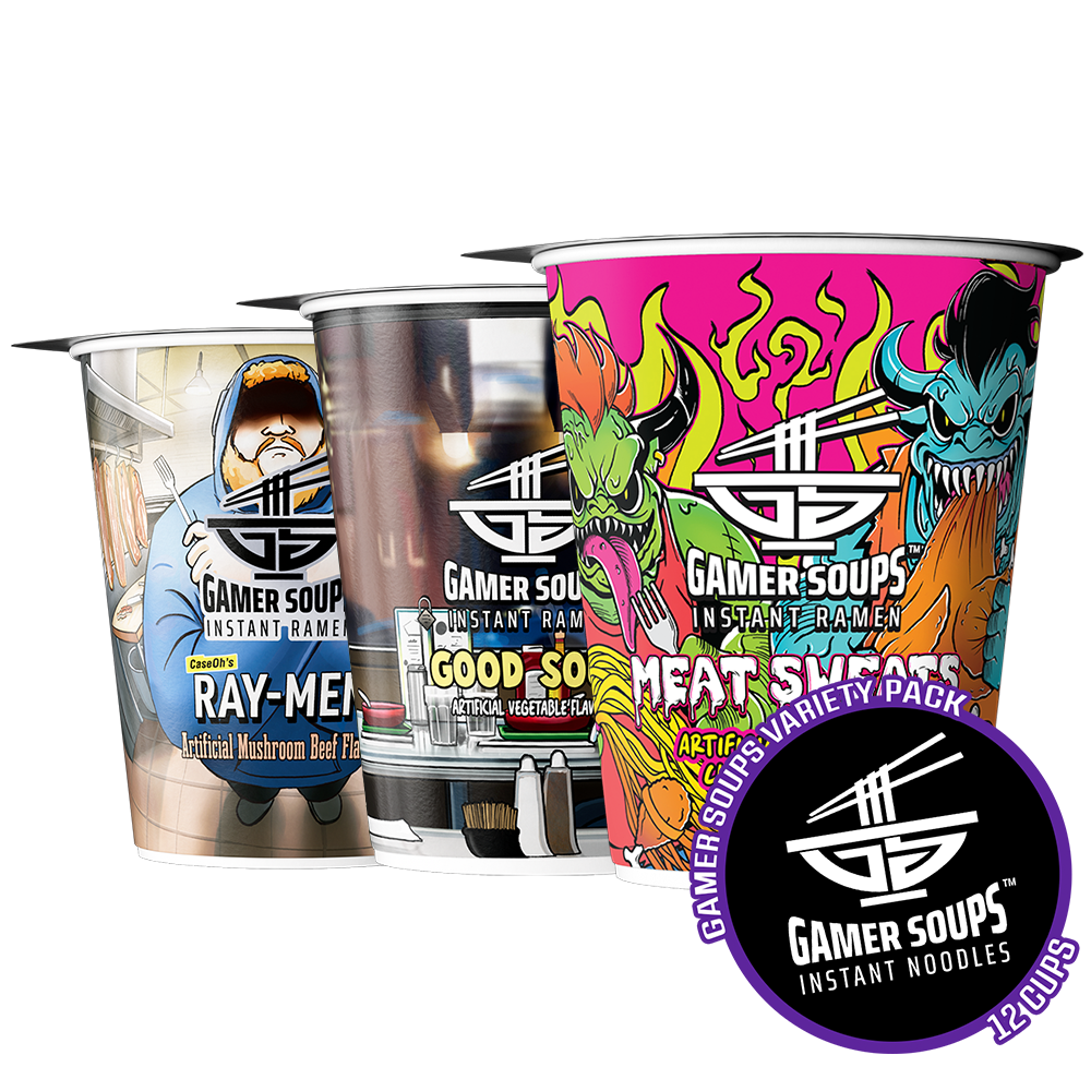Gamer Soups Instant Noodles - Creator Variety Pack (12 Cup Box) - Gamer Supps