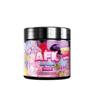 Black container with a pink label featuring colorful "Banana Bananaberry Bedtime" text and floral illustrations on the side