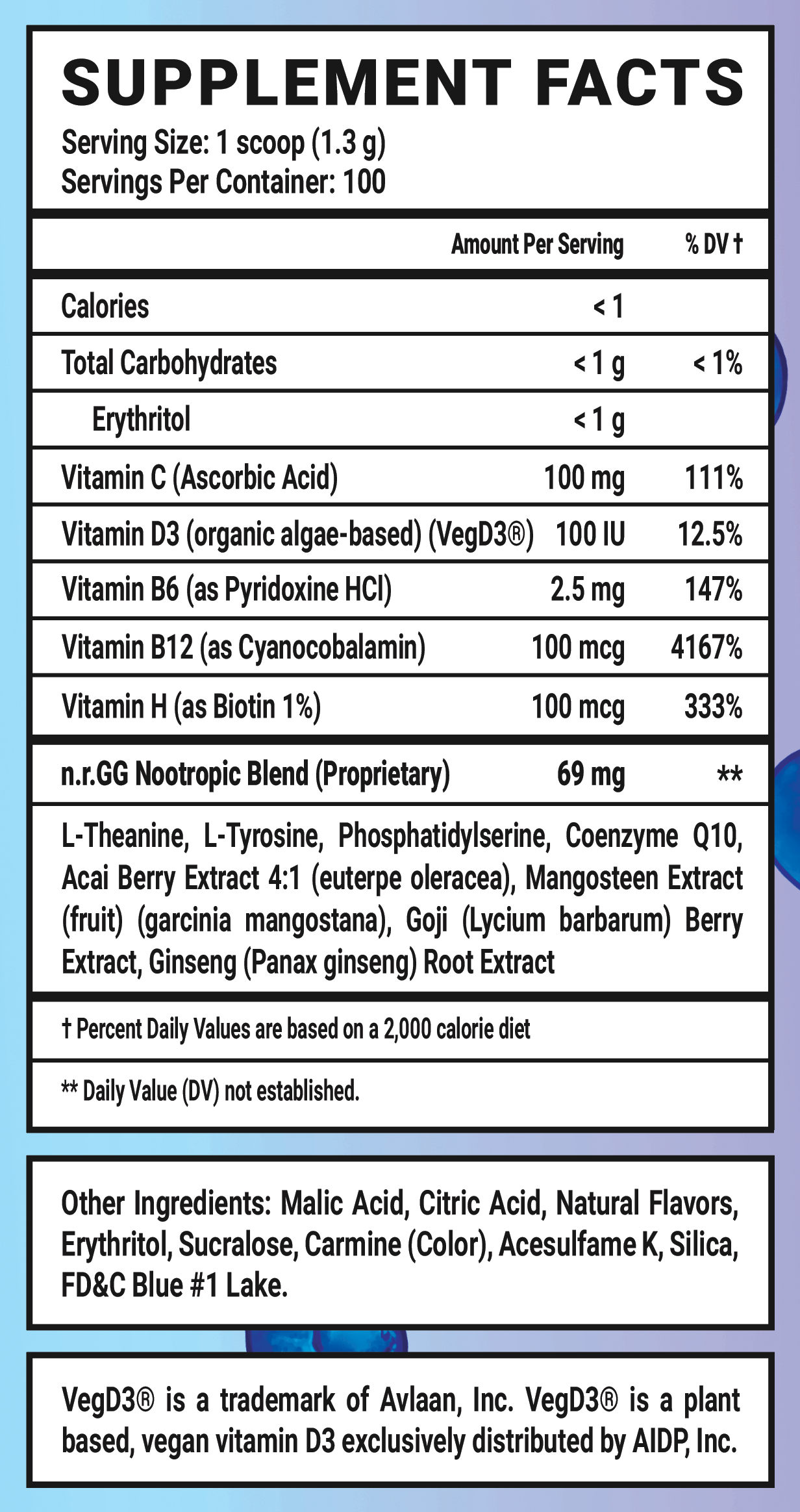 BaoBerry GG by Bao Caffeine Free - 100 Servings Nährwertangaben anzeigen