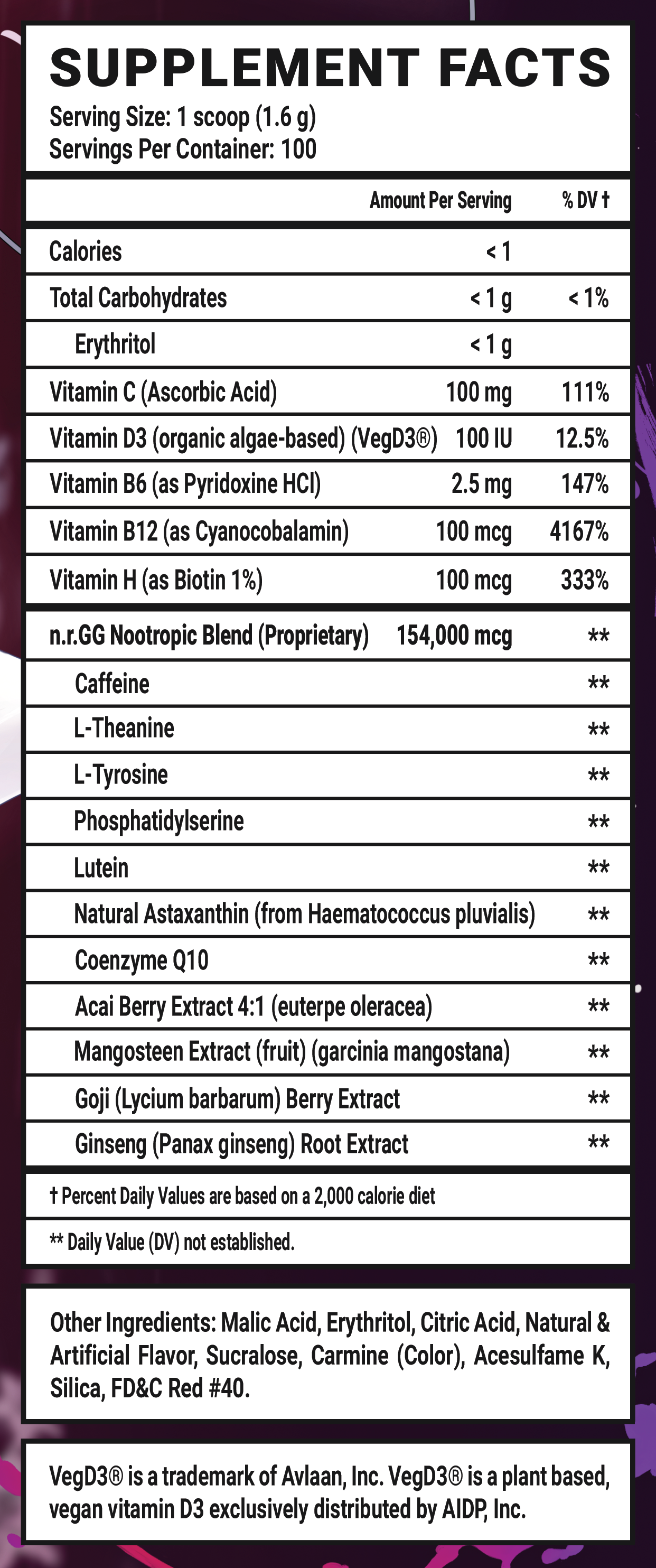 Vei's Bloodlust GG - 100 Servings View Supplement Facts
