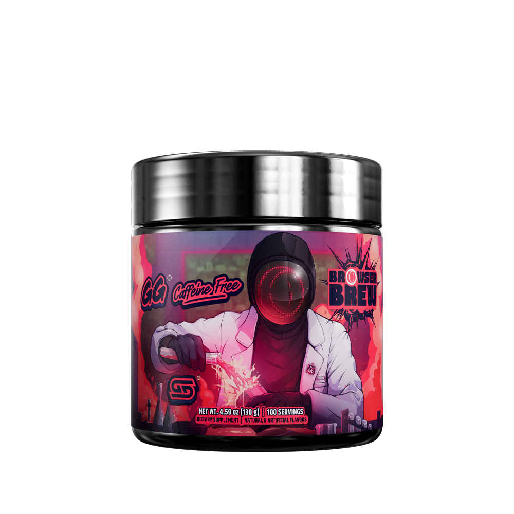 Round black container with a silver lid and detailed supplement facts and directions on a pink and purple label wrap.