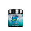 Blue and black container with detailed supplement facts and usage instructions on the back label of Chug Juice GG.