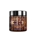 Dark brown supplement container with silver lid showing detailed nutrition facts and directions label