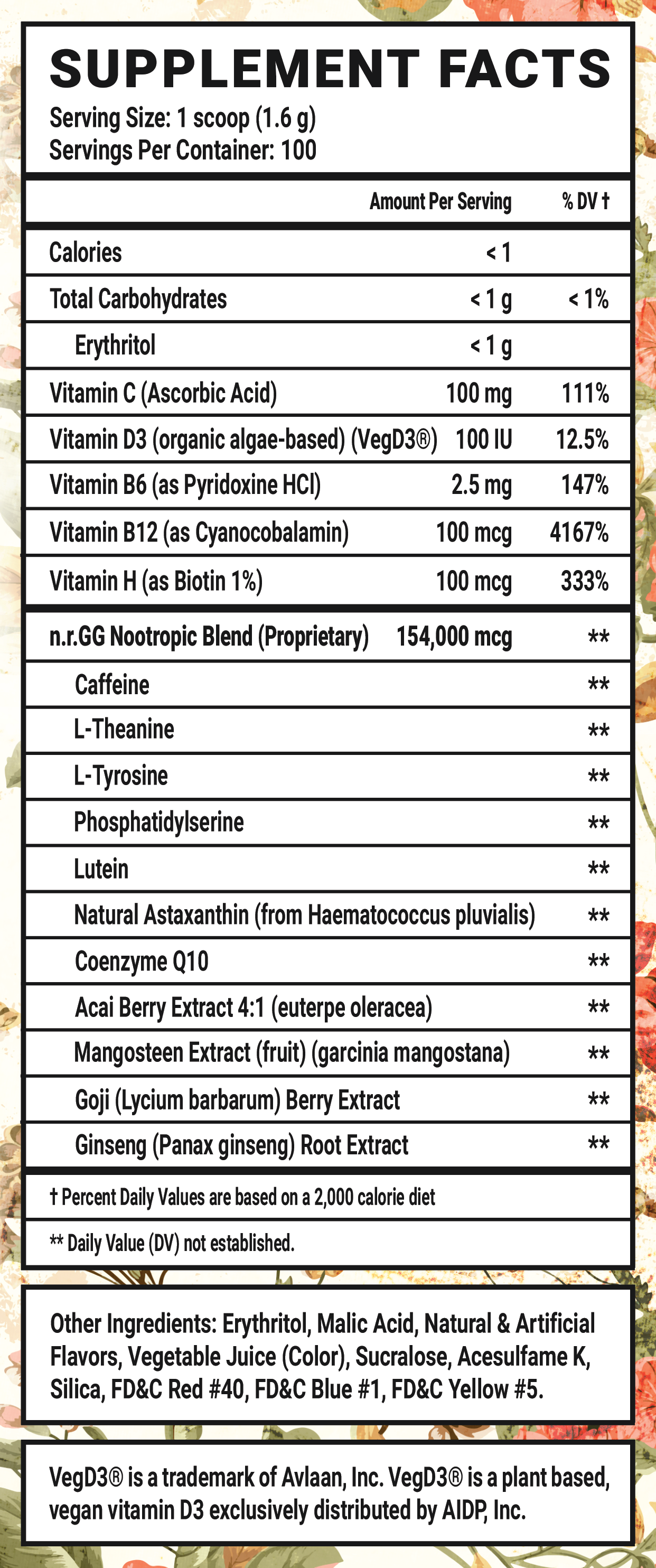 Grandma's Ashes - 100 Servings View Supplement Facts