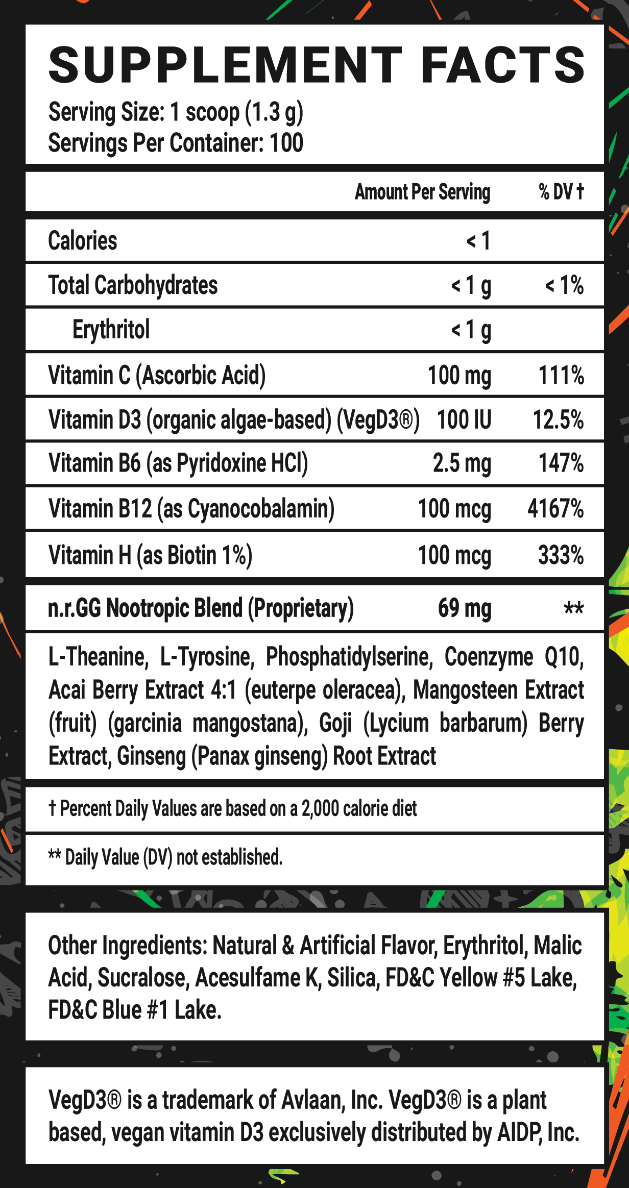 Just Melon Caffeine Free - 100 Servings Nährwertangaben anzeigen