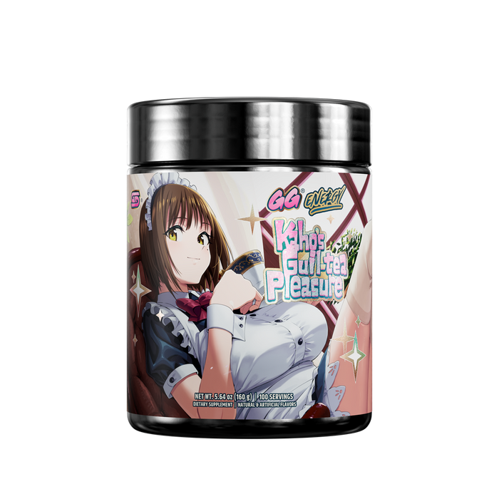 Black supplement container with silver lid showing detailed nutrition facts and usage instructions on the back label.