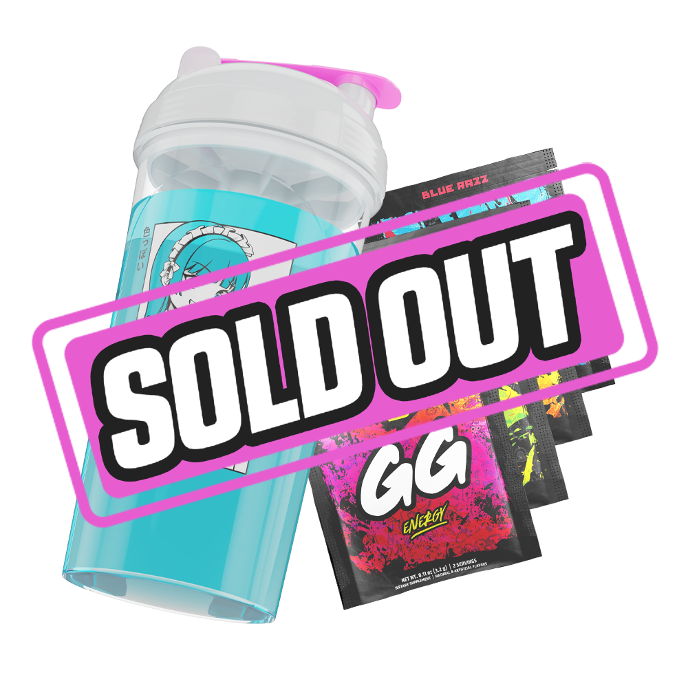 Clear shaker cup with white lid, bright pink flip cap, and bold black logo on the side