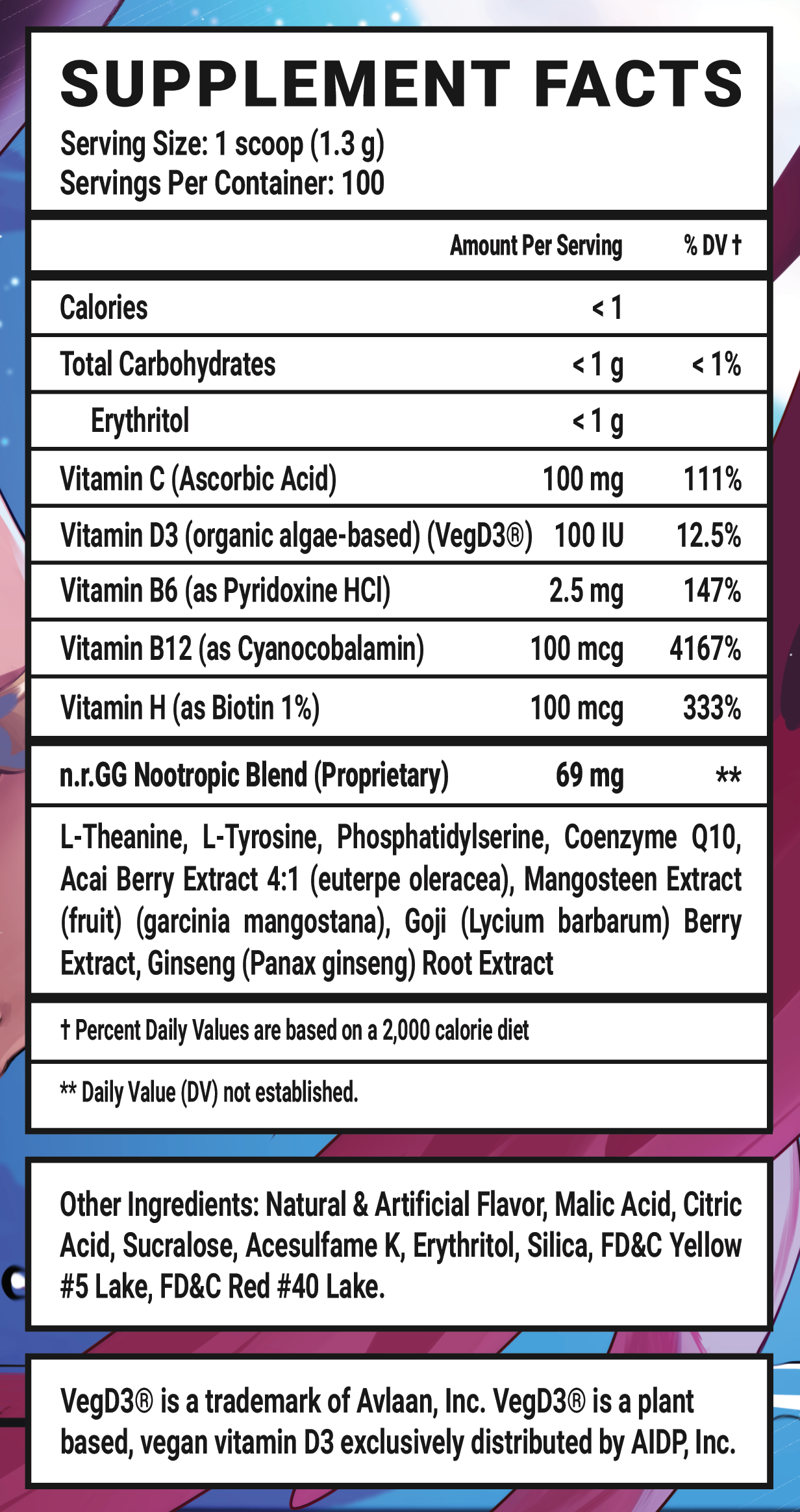 Nile Nectar GG by Trickywi Caffeine Free - 100 Servings Nährwertangaben anzeigen