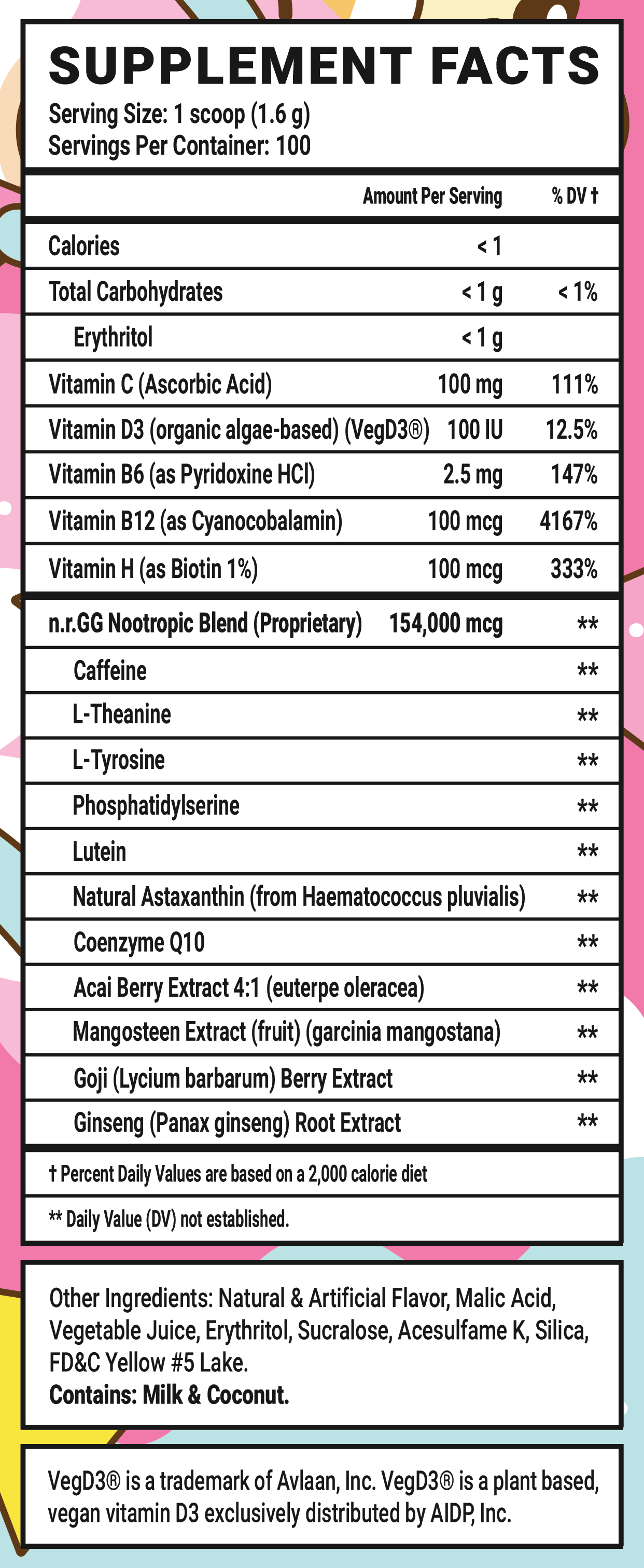 Pina Colada by Cold Ones - 100 Servings View Supplement Facts