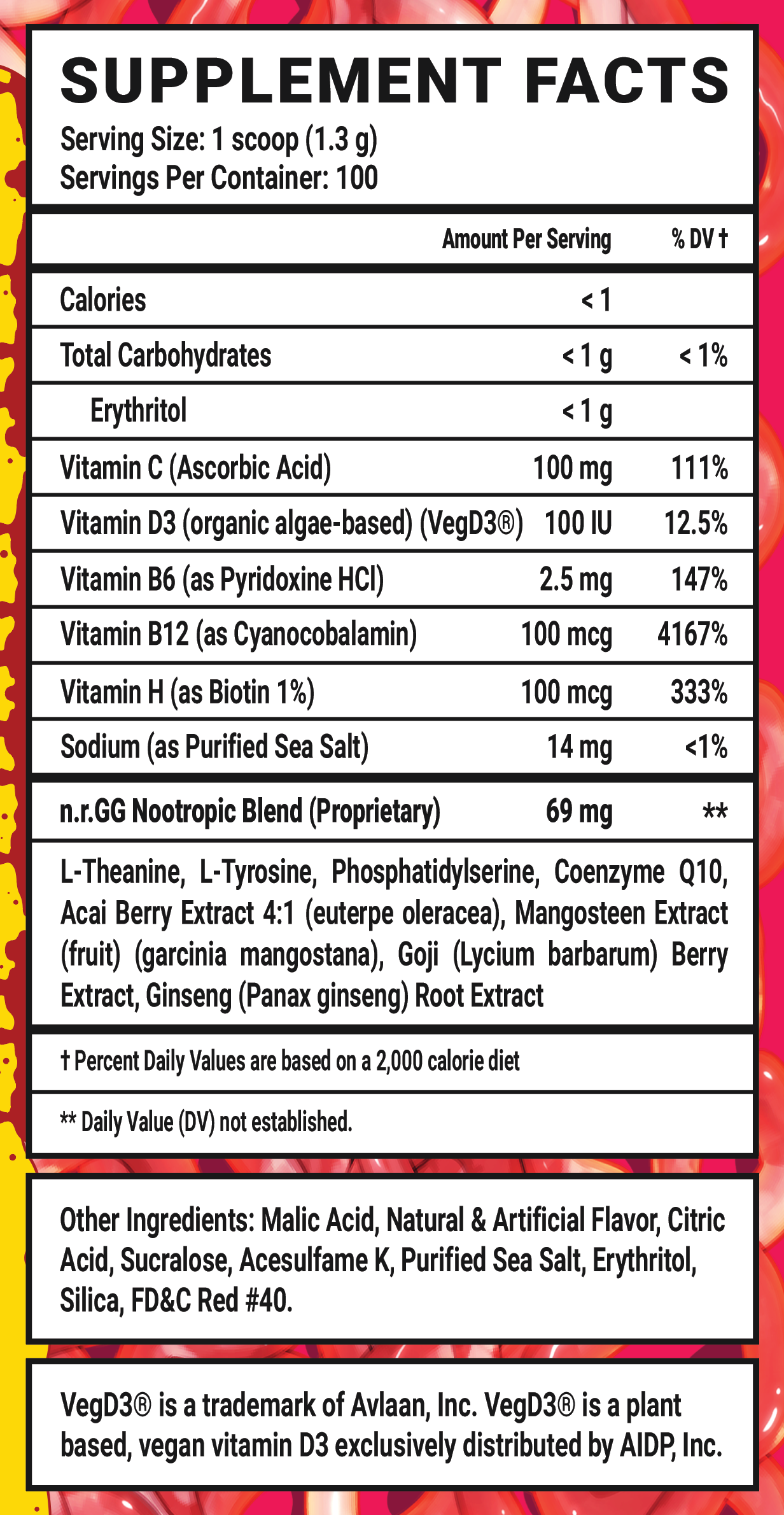 Raw Meat Caffeine Free - 100 Servings Nährwertangaben anzeigen