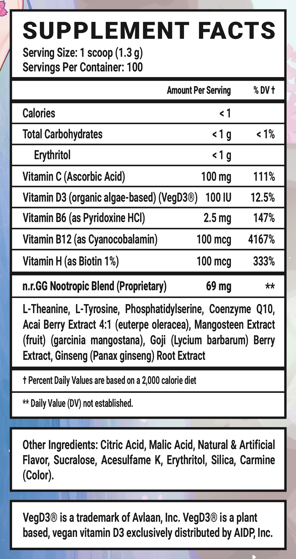 Sakura Splash GG by Silvervale Caffeine Free (Legacy Tub) - 100 Servings View Supplement Facts