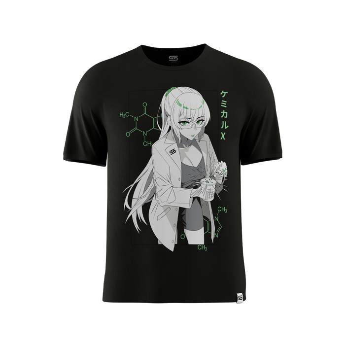 Black short-sleeve t-shirt with a plain back and a crew neck in 6XL size