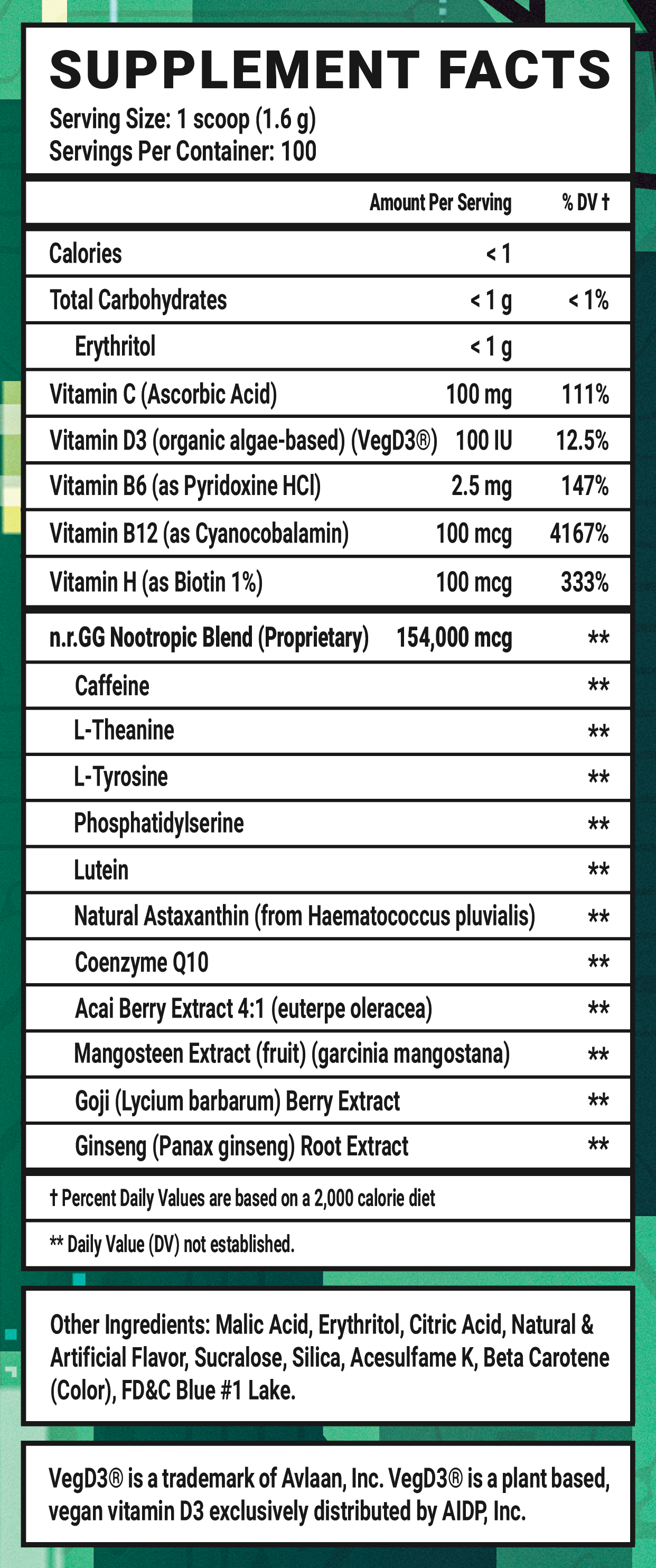 Sigma Brain - 100 Servings Nährwertangaben anzeigen