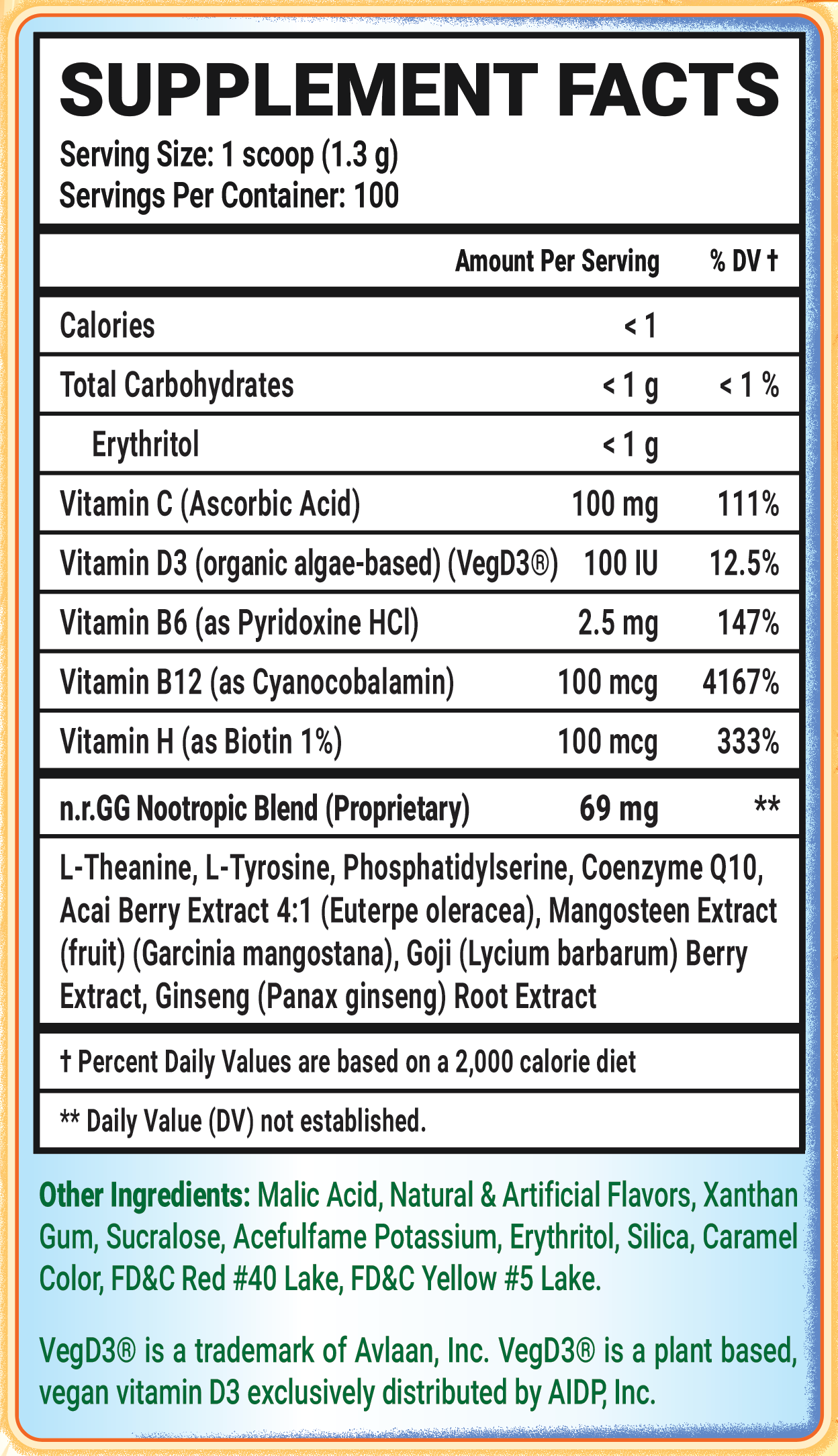 The Yogurt Effect Caffeine Free - 100 Servings Nährwertangaben anzeigen